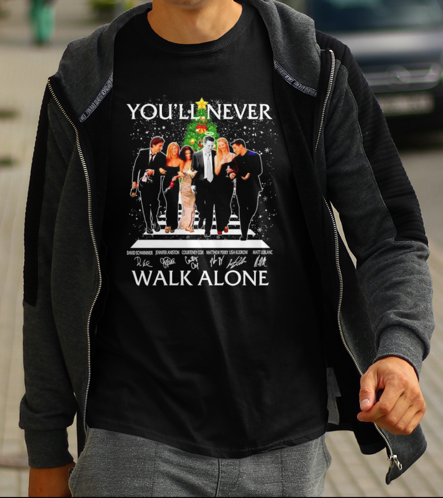 You'll Never Walk Alone Friends Characters Signatures Christmas Tree T-Shirt