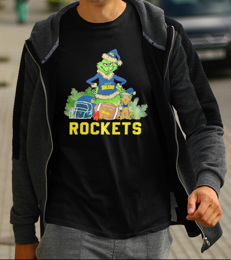 Grinch Toledo Rockets Christmas Football Festive Spirit T-Shirt