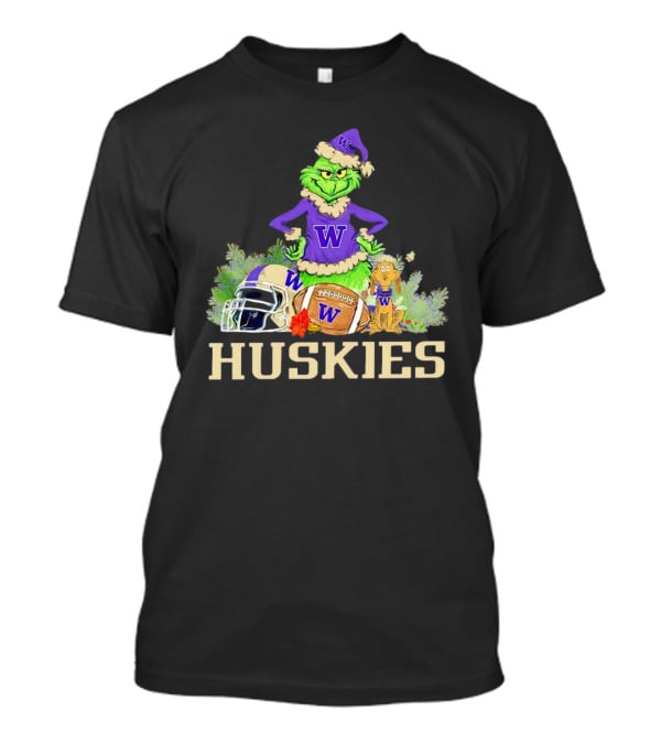 Grinch Washington Huskies Football Christmas W Holiday T-Shirt