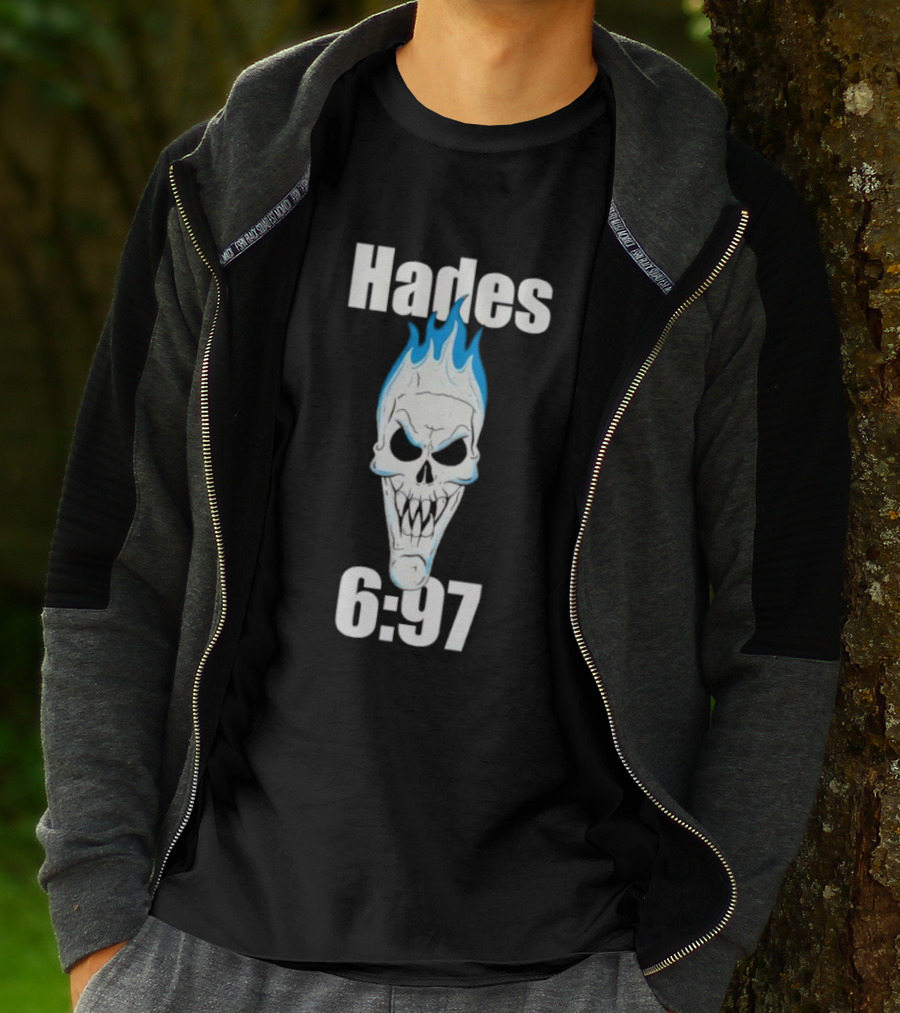 Hades 6:97 Blue Flame Skull Stone Cold T-Shirt