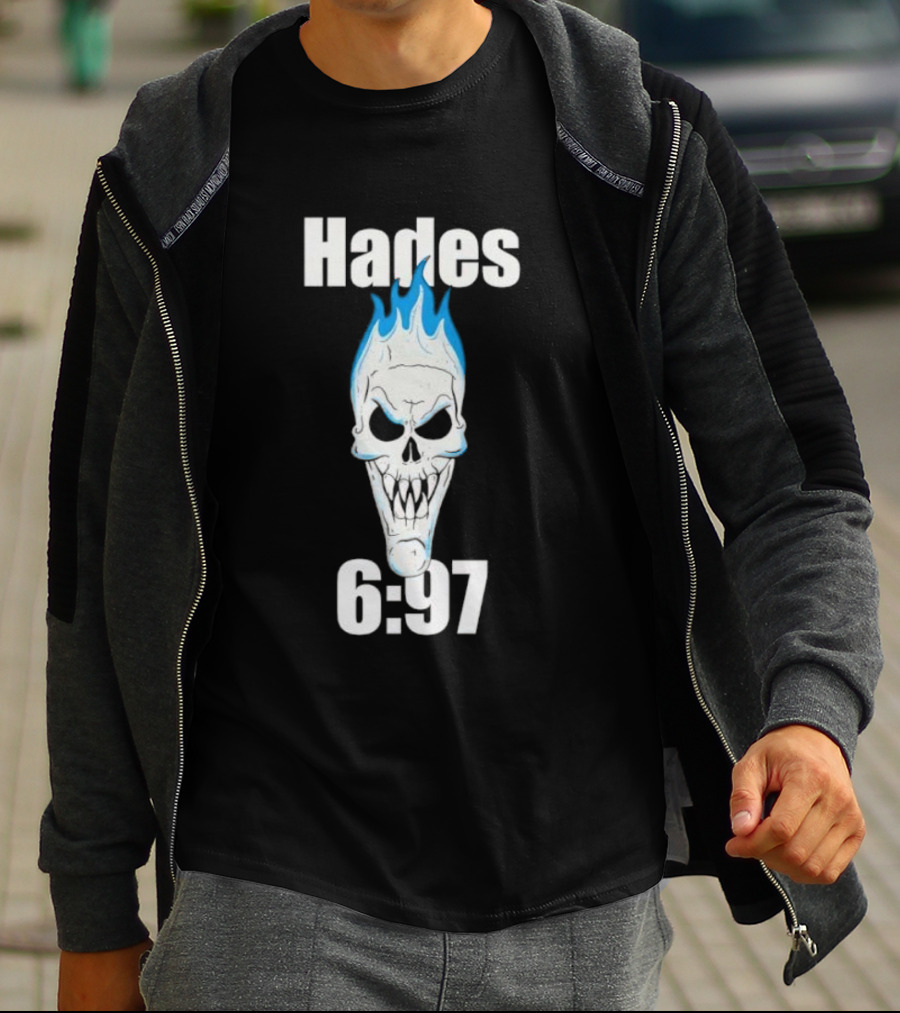 Hades 6:97 Blue Flame Skull Stone Cold T-Shirt