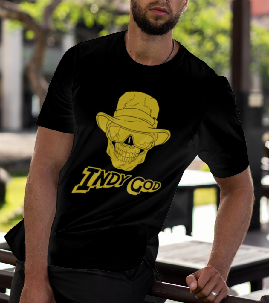 Matt Cardona Indy God Gold Skull With Hat And Sunglasses T-Shirt