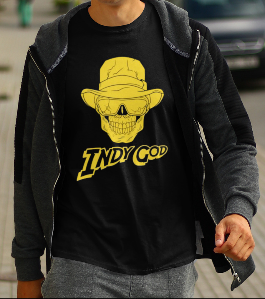 Matt Cardona Indy God Gold Skull With Hat And Sunglasses T-Shirt