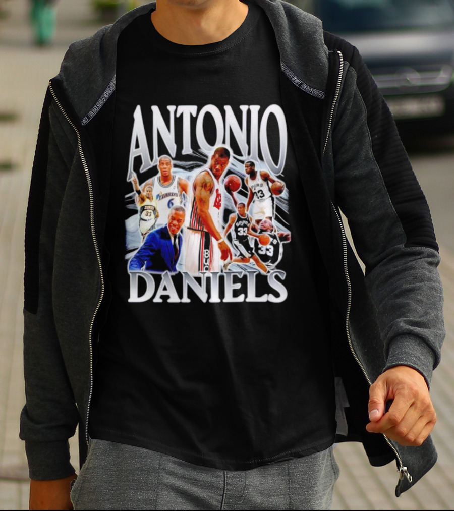 Antonio Daniels Retro NBA Basketball Collage Spurs Sonics Bucks Vintage T-Shirt