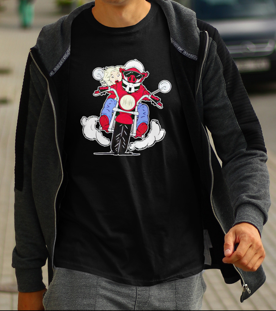 Arkansas Razorbacks Mascot Riding Motorcycle With Passenger T-Shirt