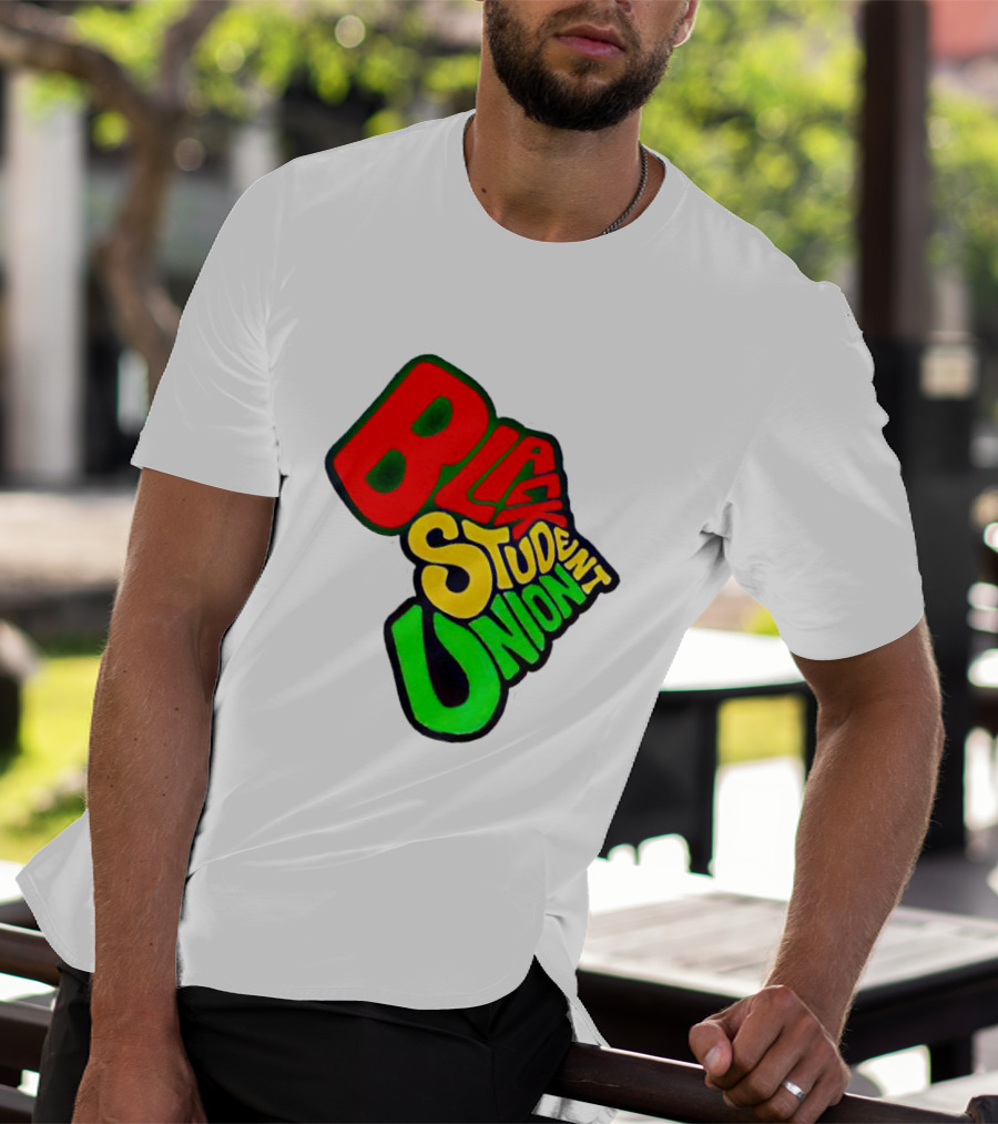 Black Student Union Red Yellow Green Text T-Shirt