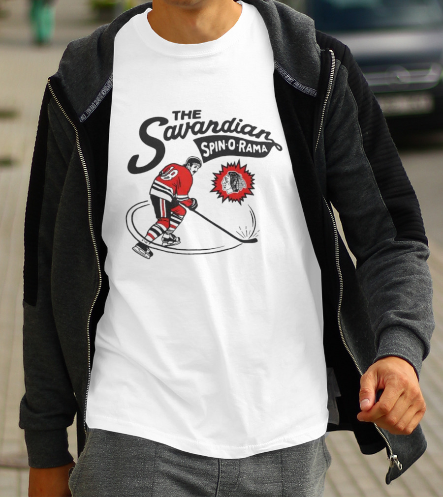 Chicago Blackhawks Savardian Spin-O-Rama Hockey Player Iconic Move T-Shirt