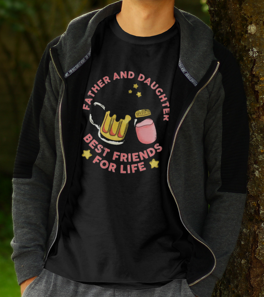 Father And Daughter Best Friends For Life Beer Mug And Baby Bottle Stars T-Shirt