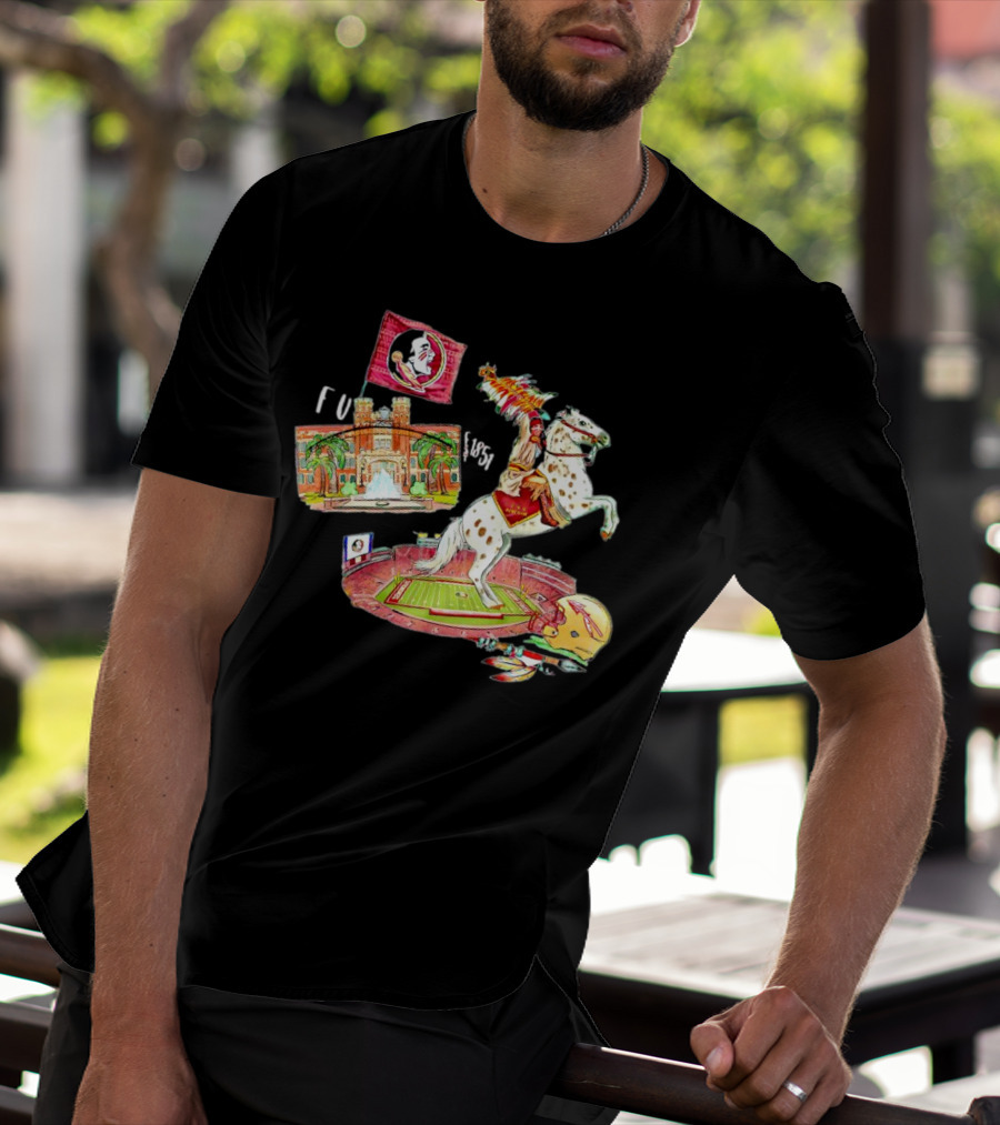 FSU Florida State Seminoles Symbols Chief Osceola Spear Football Stadium Helmet 1851 T-Shirt