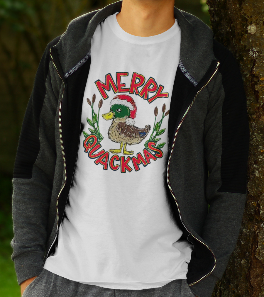 Merry Quackmas Christmas Santa Hat Duck Festive Holiday T-Shirt