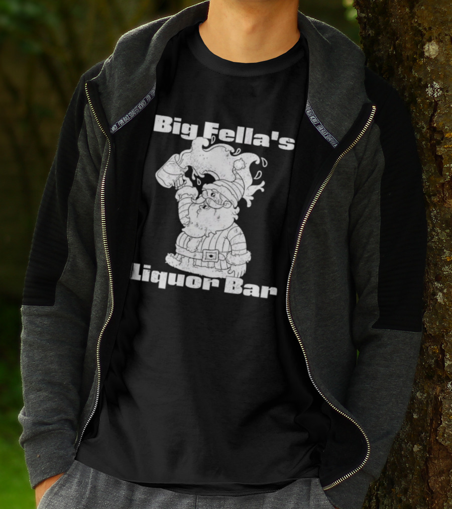 Big Fella's Liquor Bar Holiday Santa Festivity T-Shirt