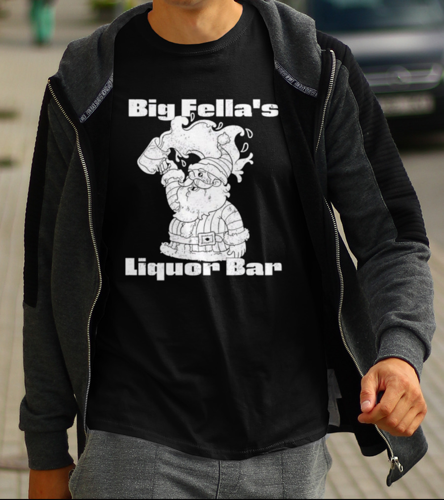 Big Fella's Liquor Bar Holiday Santa Festivity T-Shirt