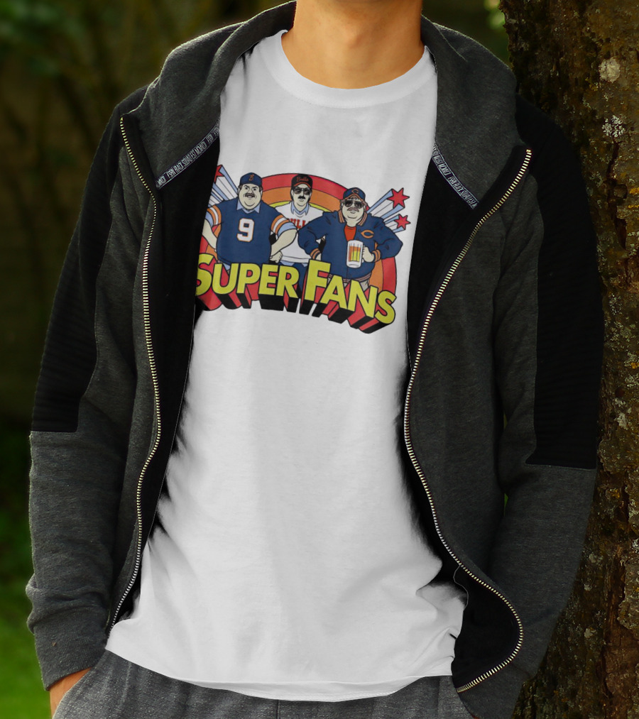 Chicago Bears Super Fans Three Illustrated Characters In Jerseys T-Shirt