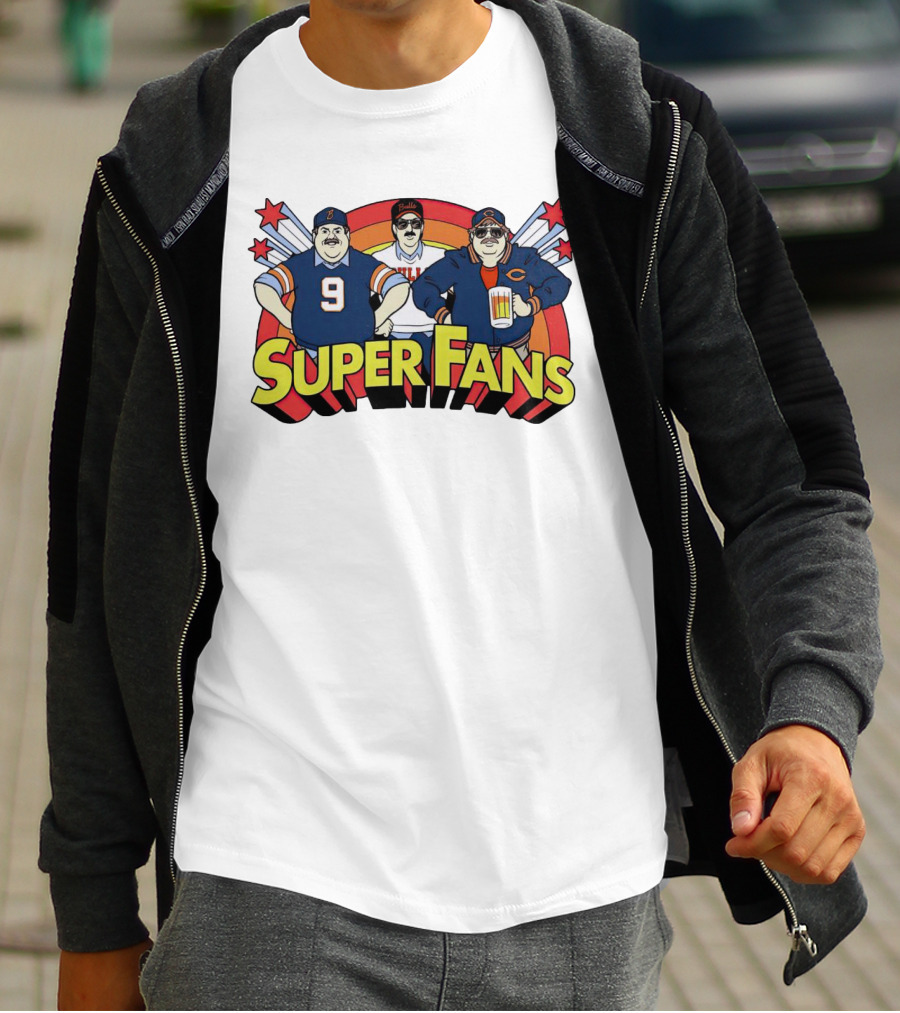 Chicago Bears Super Fans Three Illustrated Characters In Jerseys T-Shirt