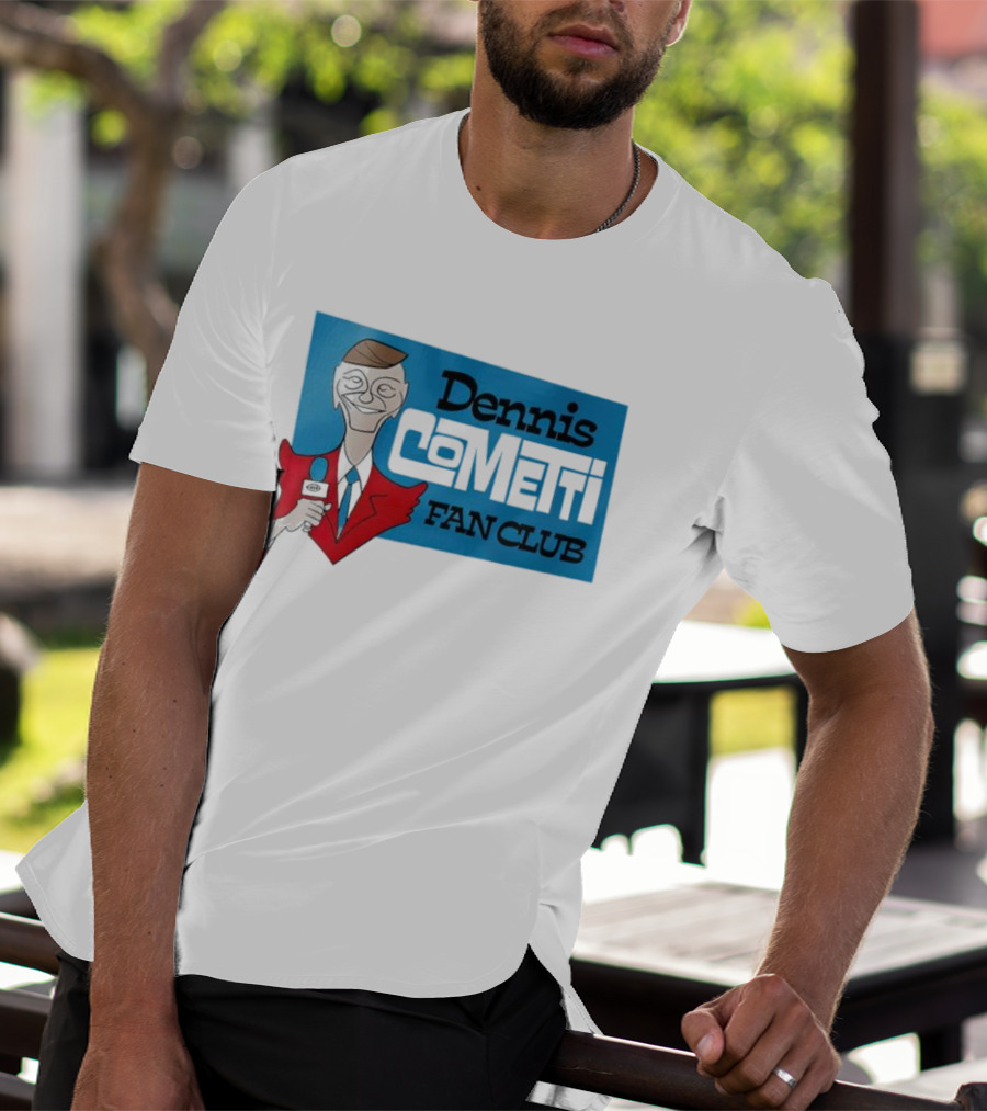 Dennis Cometti Fan Club Cartoon Broadcaster With Microphone T-Shirt