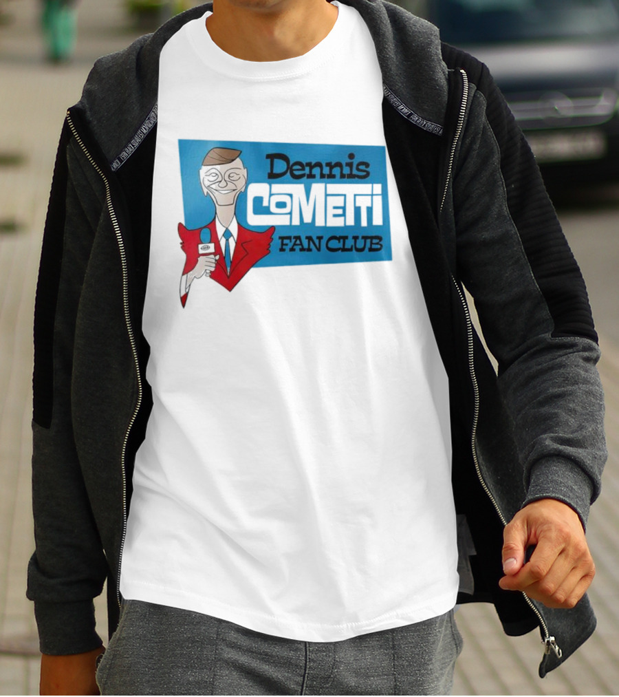 Dennis Cometti Fan Club Cartoon Broadcaster With Microphone T-Shirt