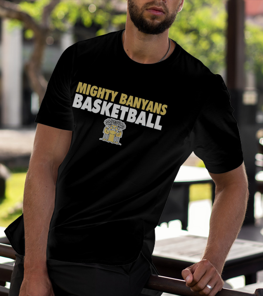 Mighty Banyans Basketball Bold Logo With Illustrated Banyan Tree T-Shirt