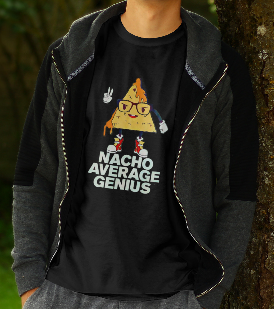 Nacho Average Genius Cartoon Character With Glasses And Sneakers T-Shirt