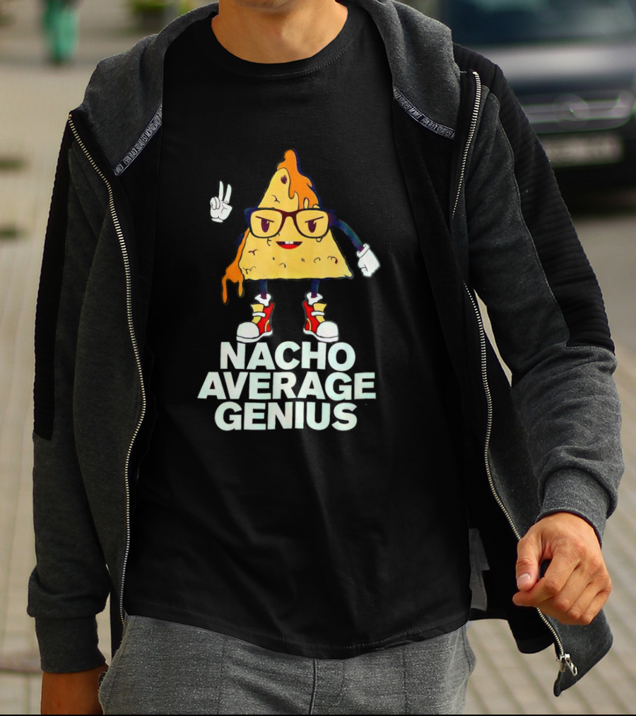 Nacho Average Genius Cartoon Character With Glasses And Sneakers T-Shirt