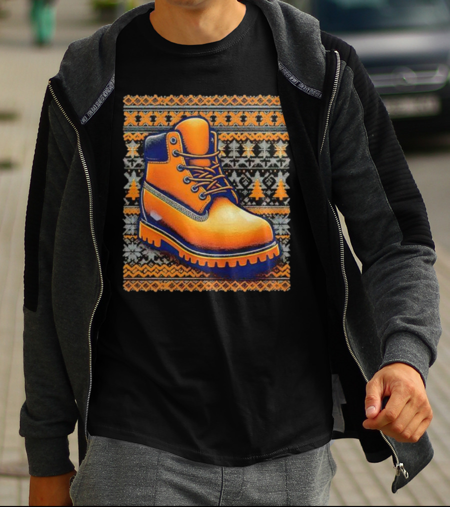 New York Knicks Timbmas Timberland Boot Ugly Christmas T-Shirt