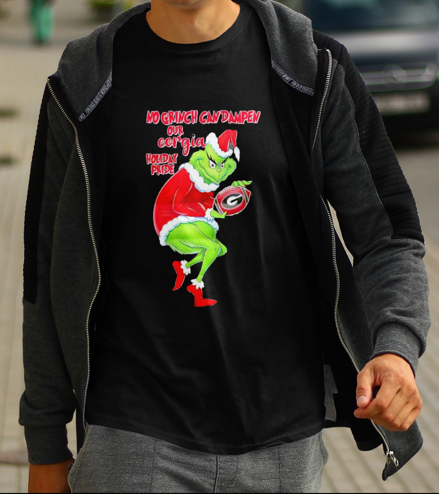 No Grinch Can Dampen Our Georgia Holiday Pride Christmas Football T-Shirt