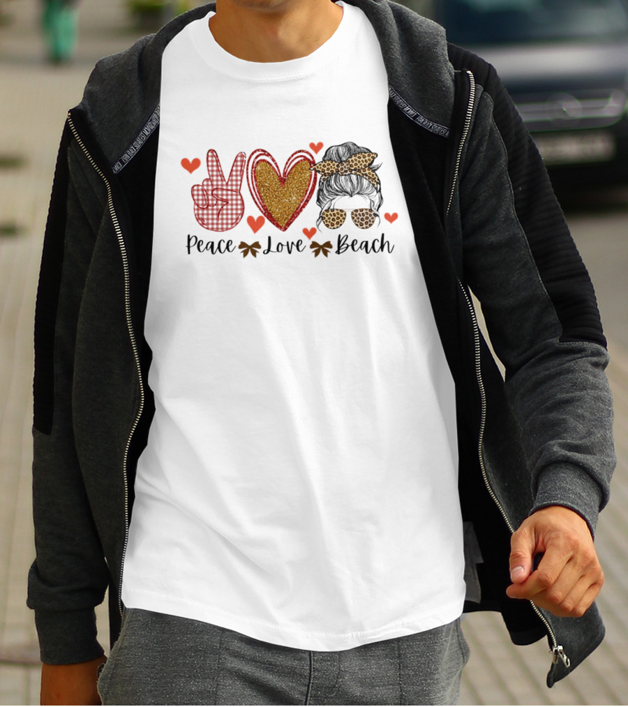 Peace Love Beach Heart Shades Bandana Vibes T-Shirt