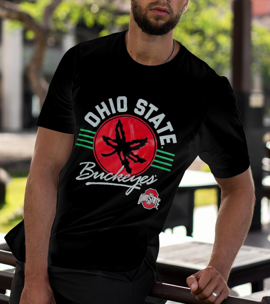 Ohio State Buckeyes Leaf Logo Red Circle Emblem Mark T-Shirt