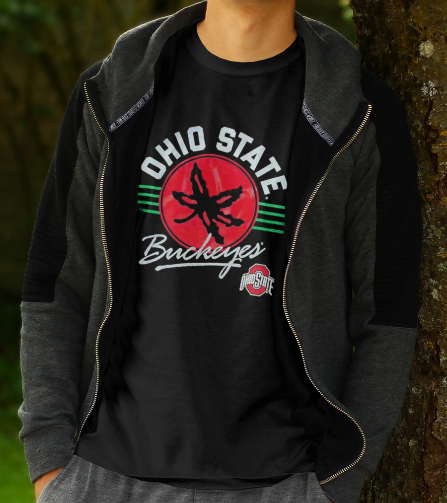 Ohio State Buckeyes Leaf Logo Red Circle Emblem Mark T-Shirt