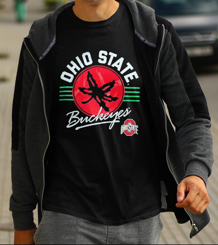 Ohio State Buckeyes Leaf Logo Red Circle Emblem Mark T-Shirt