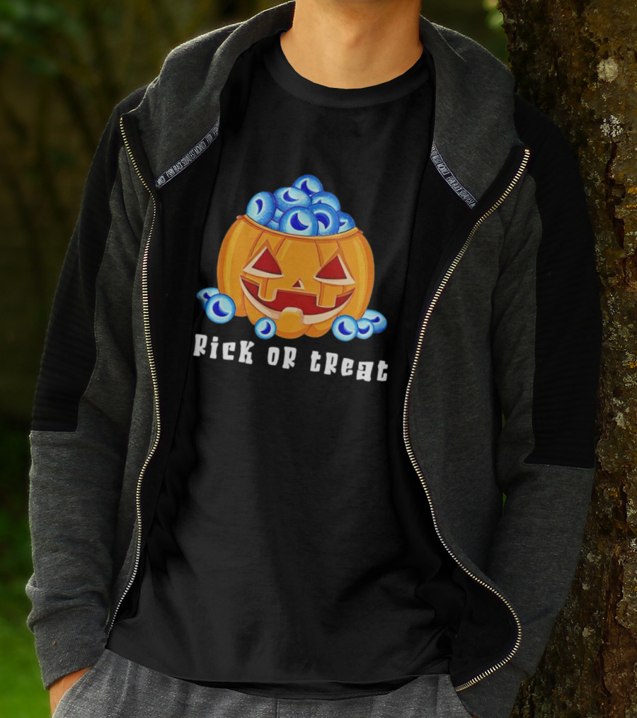 Trick Or Treat Pumpkin With Blue Eyeballs T-Shirt