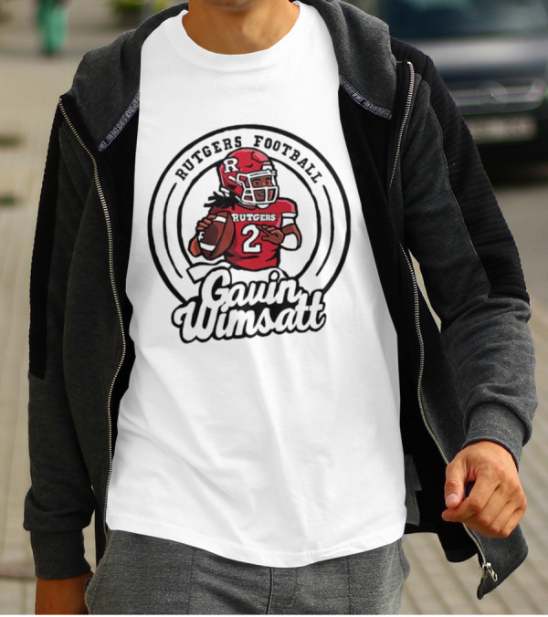 Rutgers Football Gavin Wimsatt Number 2 Player Cartoon T-Shirt