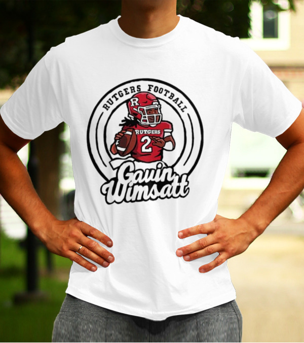 Rutgers Football Gavin Wimsatt Number 2 Player Cartoon T-Shirt