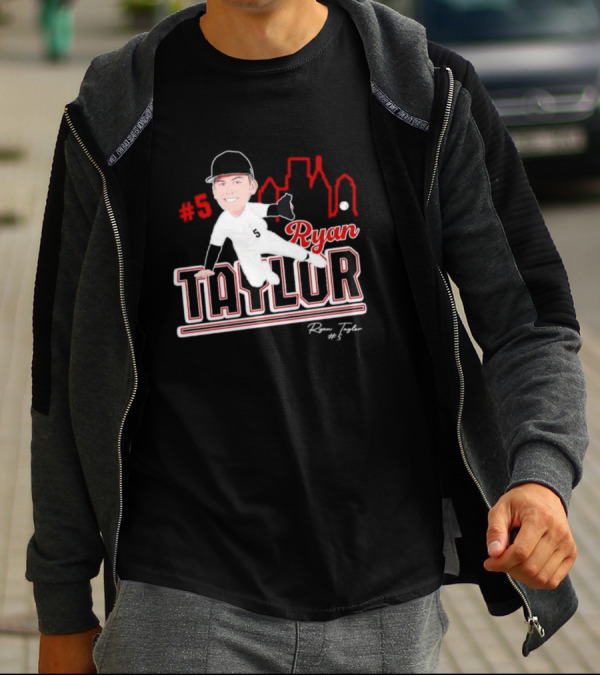 Ryan Taylor #5 Baseball Player Illustration Skyline T-Shirt