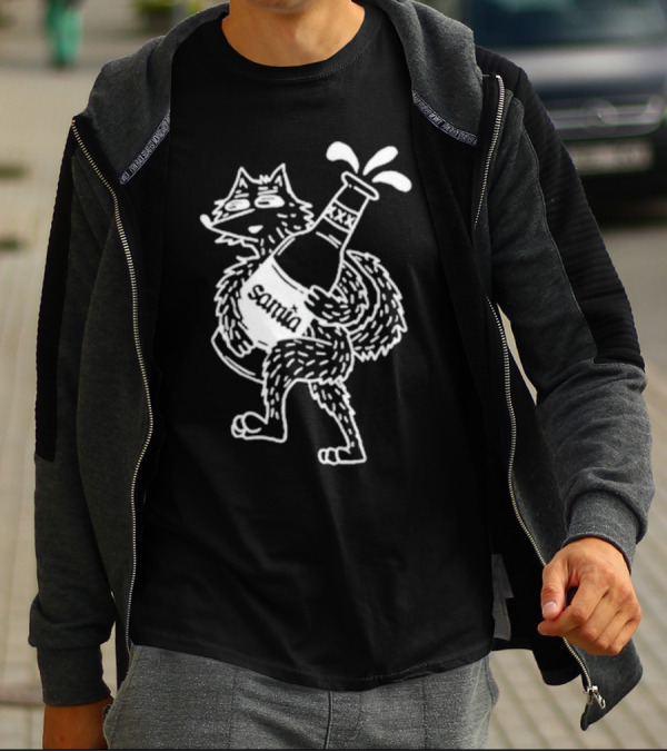 Samia Wolf Holding Overflowing Bottle T-Shirt