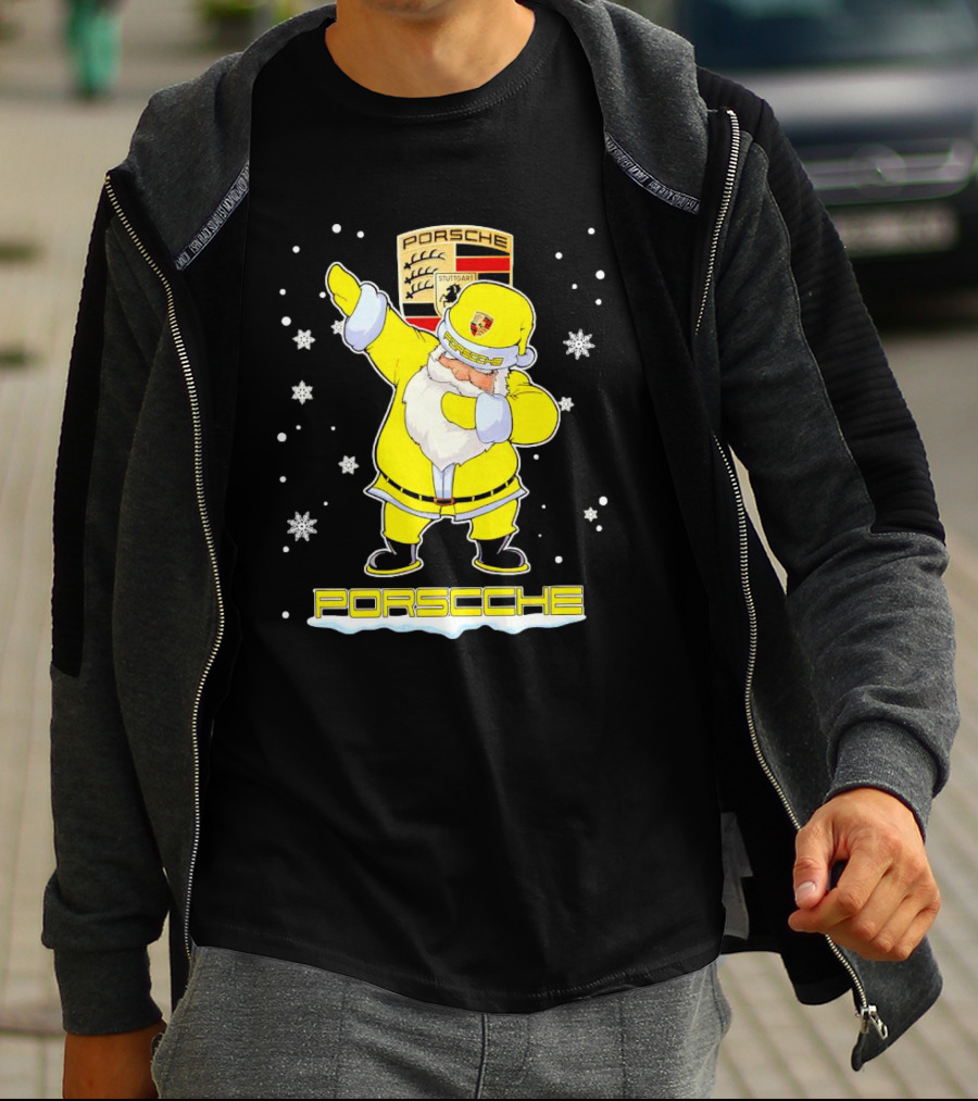 Porsche Santa Claus Dabbing Christmas Snowflakes T-Shirt