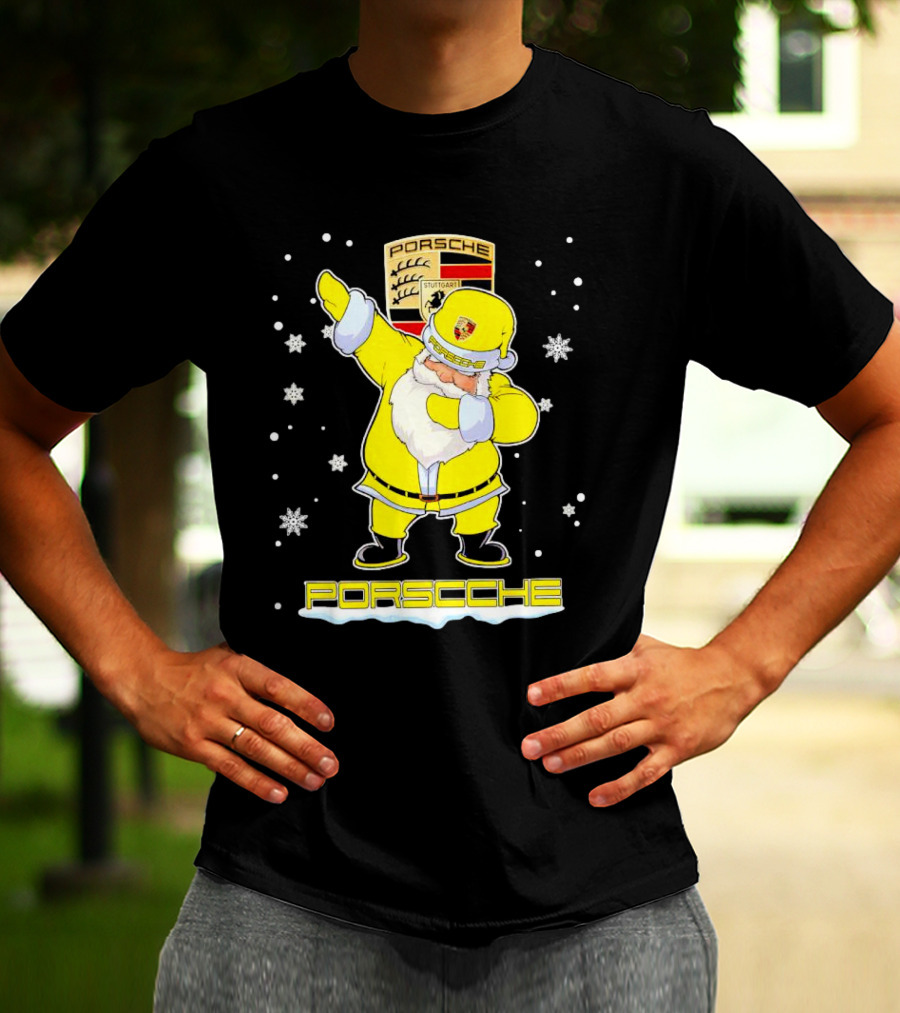 Porsche Santa Claus Dabbing Christmas Snowflakes T-Shirt