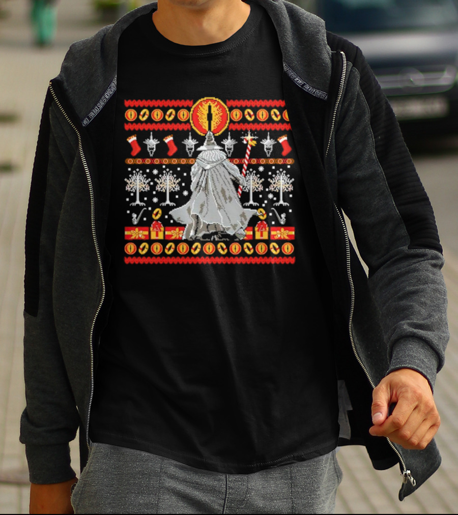 The Lord Of The Rings Eye Sauron Gandalf Christmas Tree Gifts Ugly T-Shirt