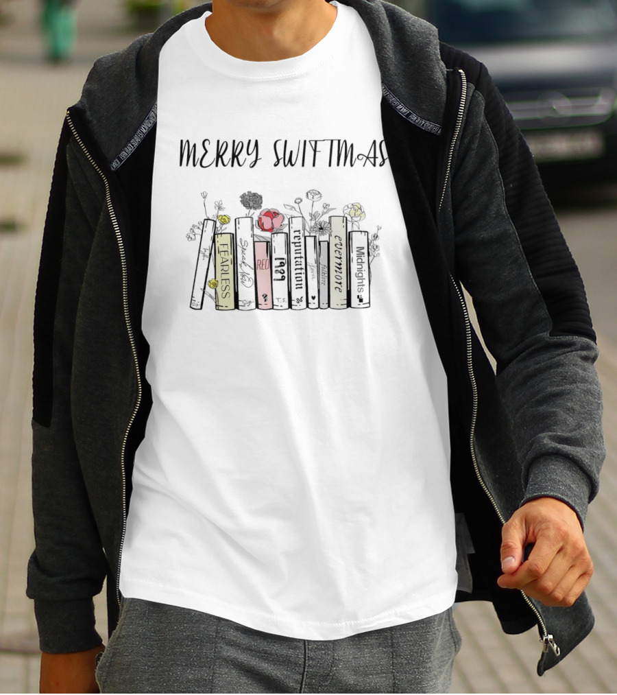 Merry Swiftmas Fearless Red Reputation Evermore Midnights Books Christmas T-Shirt