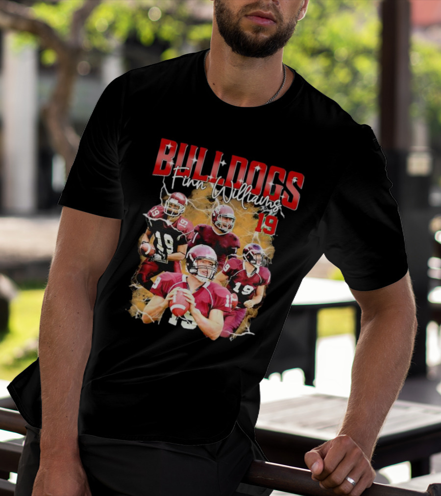 BULLDOGS Finn Williams 19 Football Quarterback Action T-Shirt