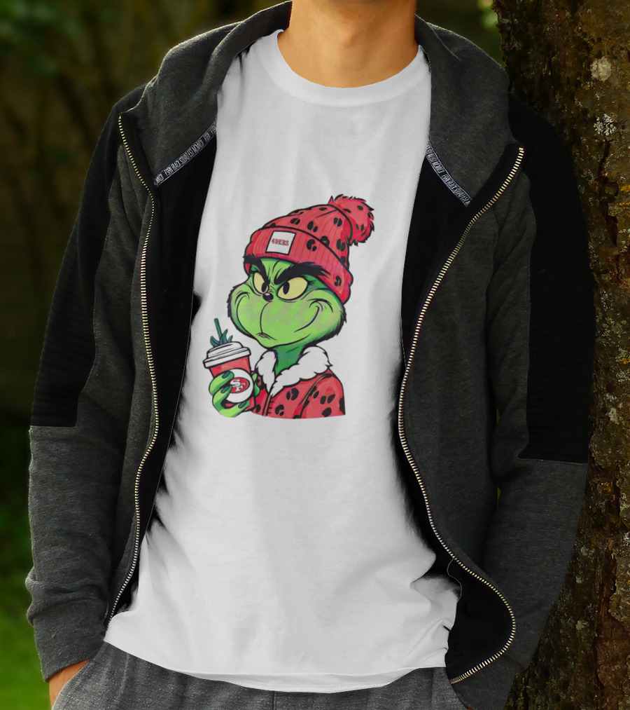 Grinch Boujee San Francisco 49ers Coffee Winter Look T-Shirt
