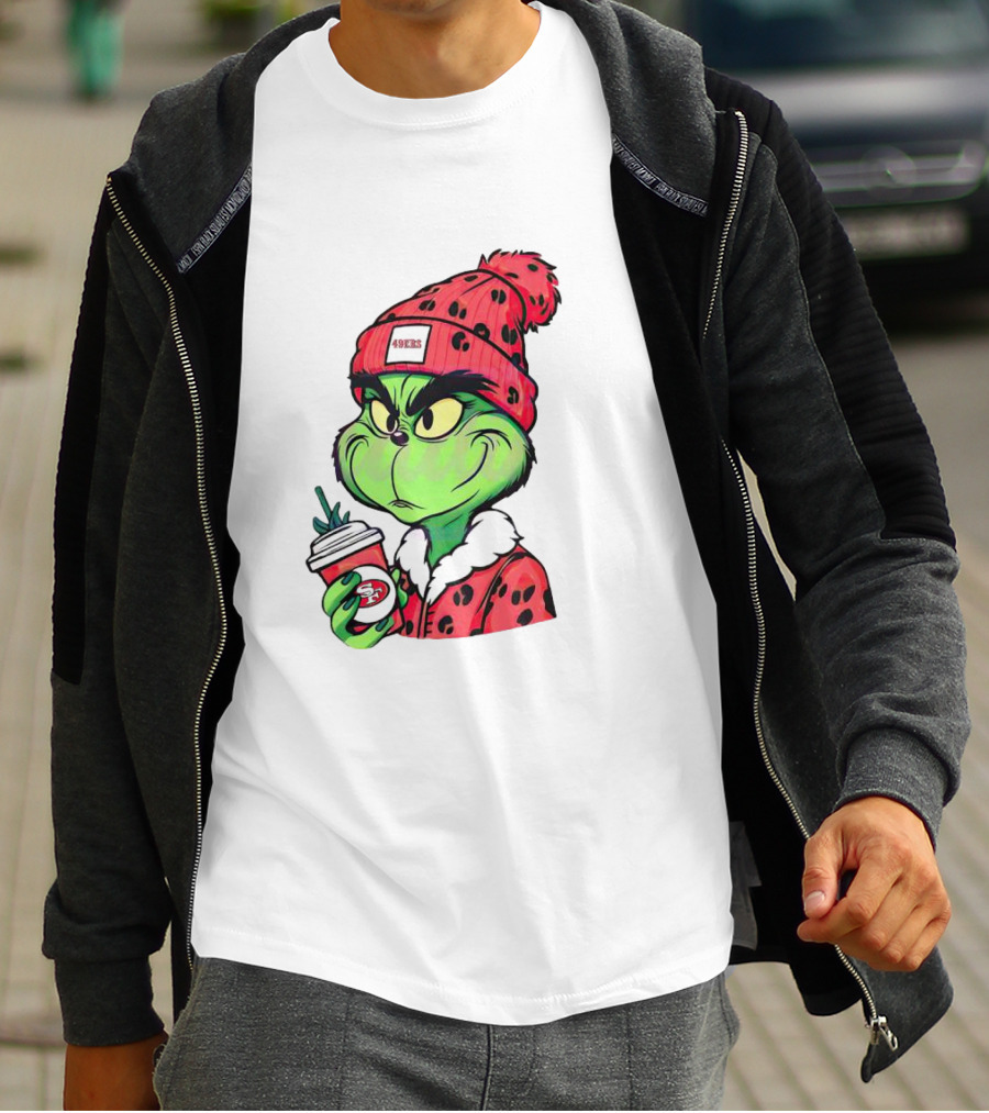 Grinch Boujee San Francisco 49ers Coffee Winter Look T-Shirt