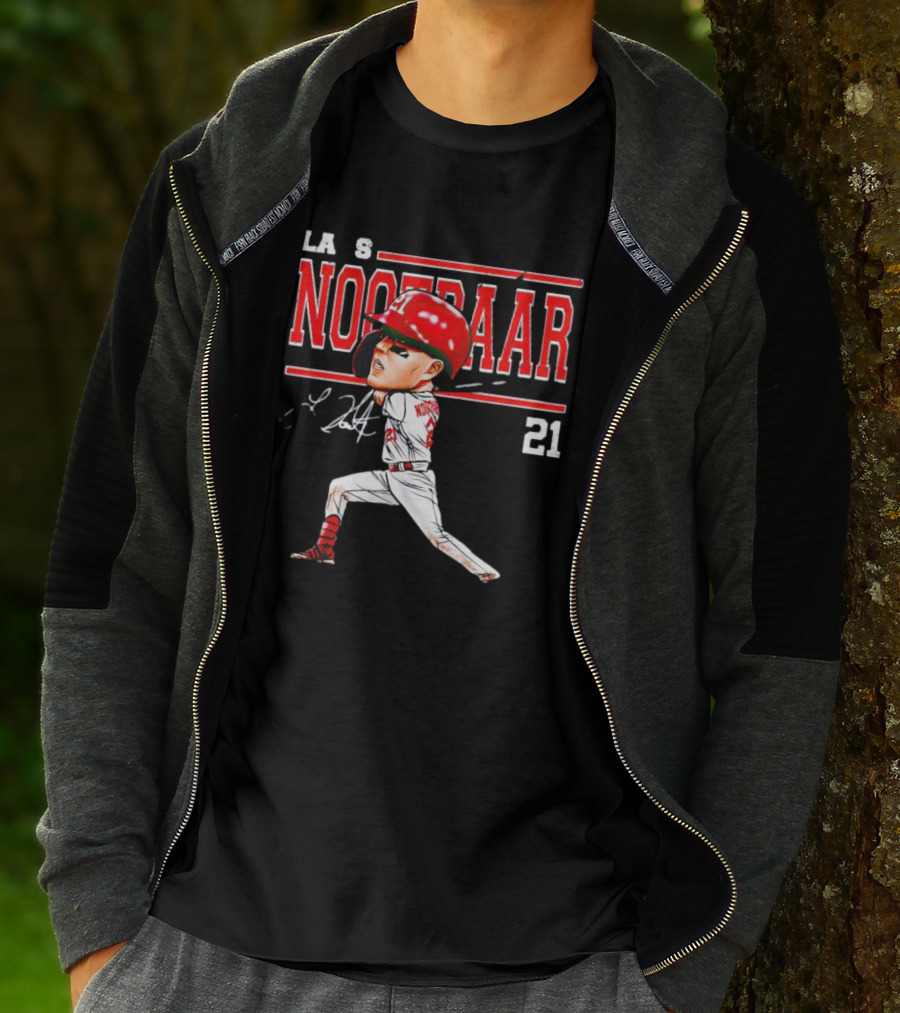 Lars Nootbaar St. Louis Baseball Cartoon Signature 21 T-Shirt