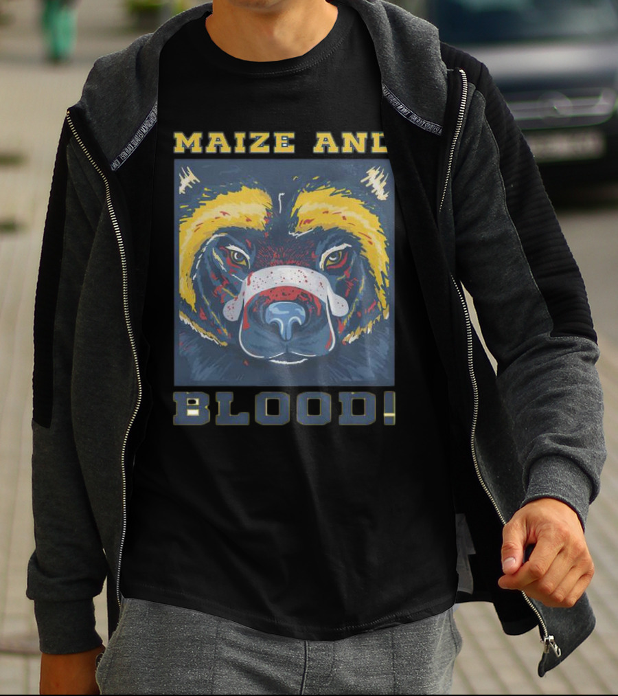 Maize And Blood Michigan Wolverines Bear T-Shirt