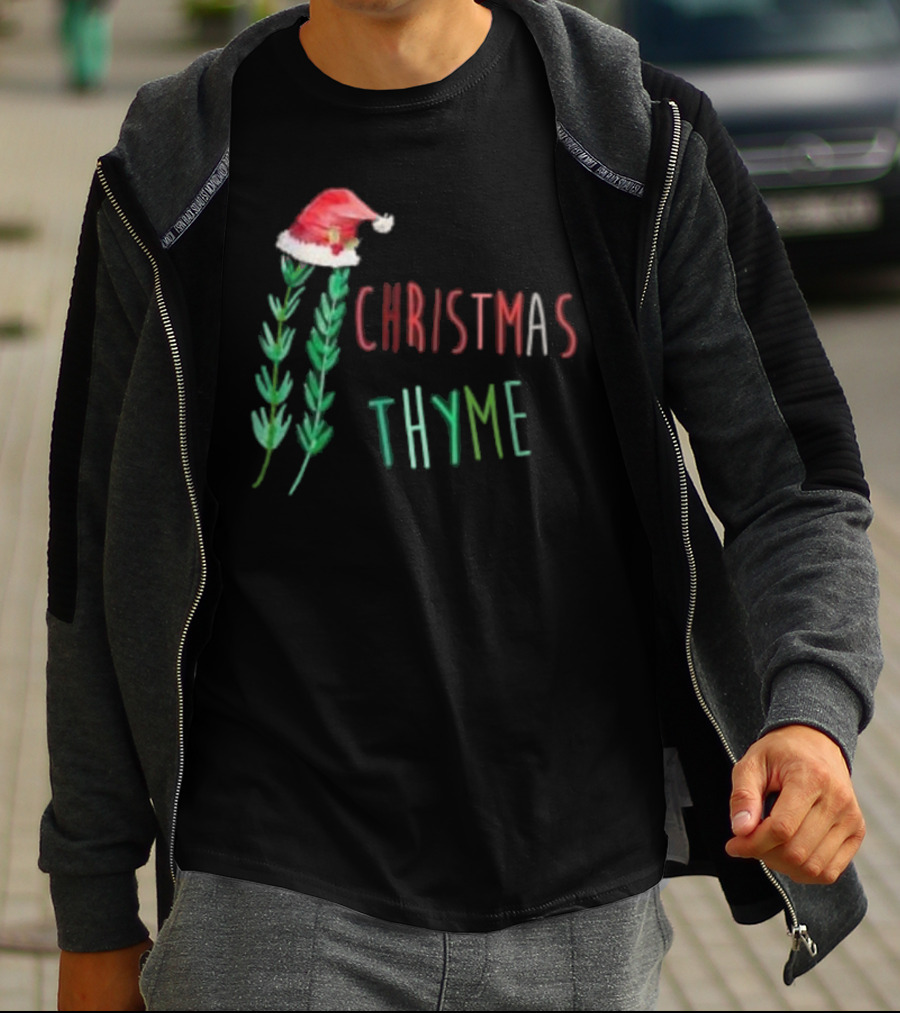 Christmas Thyme Santa Hat Herb Fun T-Shirt