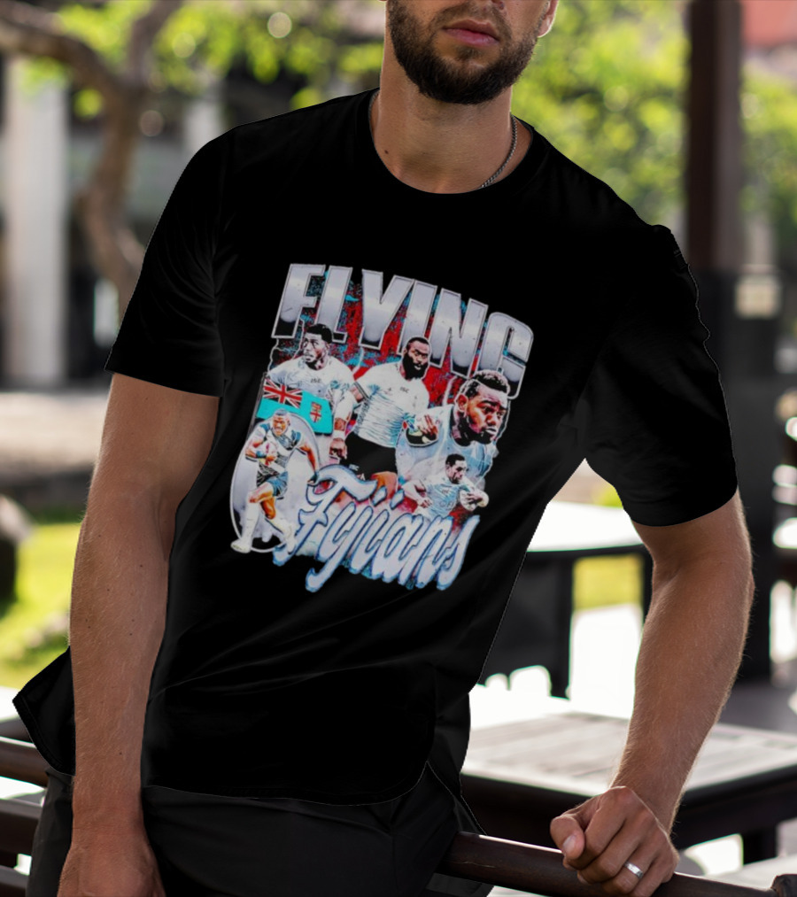 Flying Fijians Rugby Team Dynamic Tribute With Fiji Flag T-Shirt