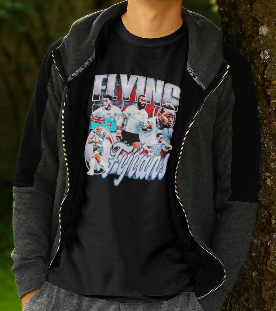 Flying Fijians Rugby Team Dynamic Tribute With Fiji Flag T-Shirt