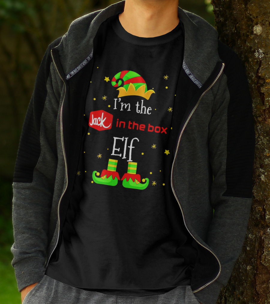 I’m The Jack In The Box Elf Christmas Green Red Hat Shoes Stars T-Shirt