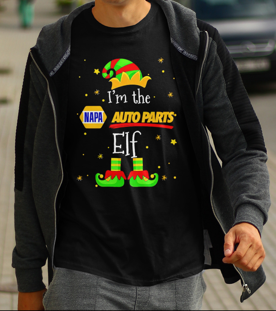 I’m The NAPA Auto Parts Elf Christmas Hat Shoes Stars T-Shirt