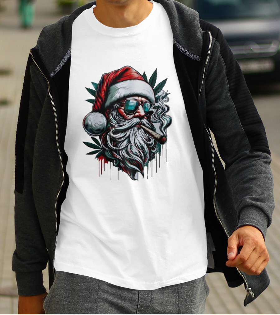 Santa Claus Smoking Weed Marijuana Christmas Holiday T-Shirt