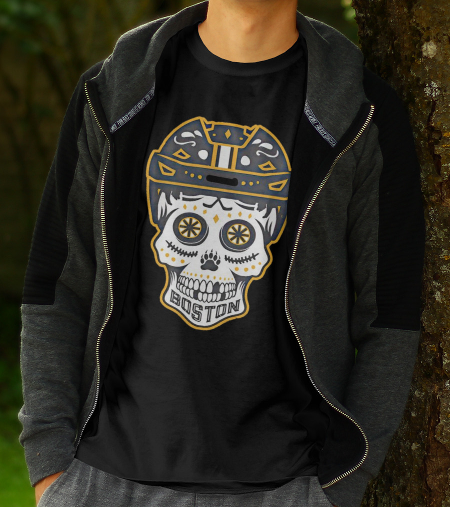 Boston Bruins Sugar Skull Helmet T-Shirt